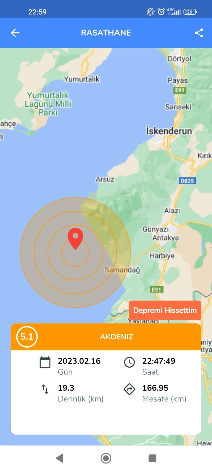 Arsuz’da deprem oldu
