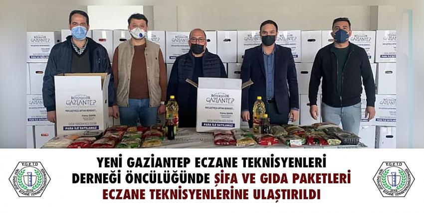 Yeni Gaziantep Eczane Teknisyenleri Derneği öncülüğünde Şifa ve Gıda paketleri Eczane Teknisyenlerine ulaştırıldı